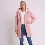 Women's Hooded Mid-Length Jacket with Cozy Winter Design