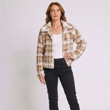 Women's Plaid Jacket with Button-Front Design and Casual Style