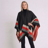 Women's Chic Poncho Cape with Elegant Jacquard Pattern and Wraparound Design