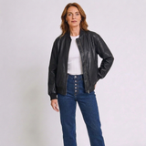 Women's Oversized Zip-Up Bomber Jacket with Long Sleeves and Casual Style