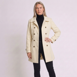 Women's Timeless Long Coat with Chic Structured and Refined Style