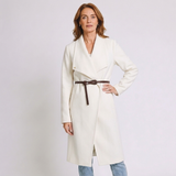 Women's Draped Collar Wrap Coat with Structured Tailored Design