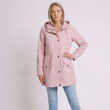 Women's Hooded Waterproof Parka Jacket with Drawstring Waist