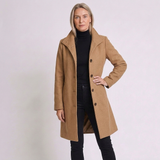 Women's Classic Straight-Cut Button-Front Coat with Timeless Tailored Style