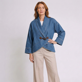 Women's Toggle-Front Wrap Jacket with Adjustable Closure and Casual Style