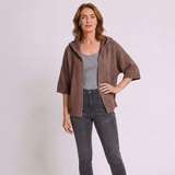 Women's Hooded Open-Front Cardigan with Relaxed Fit and Long Sleeves
