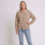 Women's Relaxed Button-Front Cardigan with Long Sleeves and Casual Style