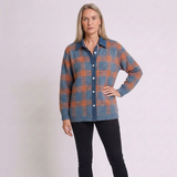 Women's Relaxed Plaid Button-Up Sweater with Long Sleeves