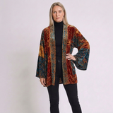 Women's Bohemian Patchwork Kimono Cardigan with Open-Front Design