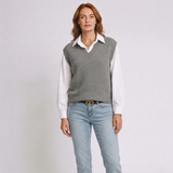 Women's V-Neck Sweater Vest with Sleeveless Design and Classic Style