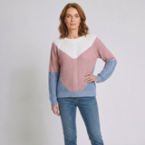 Women's Color Block Twisted Sweater with Long Sleeve and Casual Style