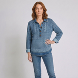 Women's Button-Up Cable Knit Sweater with Classic Long Sleeves