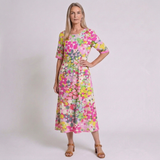 Women's Casual Printed Midi Dress with Flowing Relaxed Silhouette