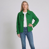 Women's Blazer Tweed Pearl Button Rounded Collar with Long Sleeves and Classic Style
