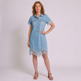 Women's Vintage Loose-Fit Mini Dress with Tassel Details