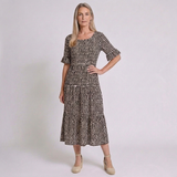 Women's Relaxed Tiered Midi Dress with Effortless Everyday Style