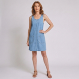 Women's Casual Pinafore Dress with Front Pockets and Relaxed Fit