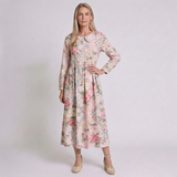 Women's Casual Long Sleeve Dress with Floral Design