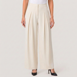Women's High-Rise Pleated Wide-Leg Trousers with Elegant Tailored Style