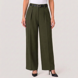 Women's High-Waisted Wide-Leg Trousers with Elegant Tailored Style