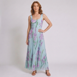 Women's Sleeveless Pleated Midi Dress with Square Neck
