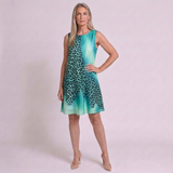 Women's Leopard Print Mini Dress with A-Line Silhouette and Round Neck Design
