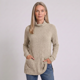 Women's High-Neck Tunic Top with Side Slits and Relaxed Fit