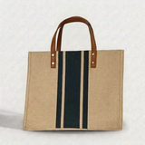 Women's Striped Commuter Handbag with Large Capacity and Shoulder Strap