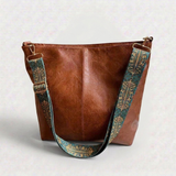 Women's Vintage Bucket Shoulder Bag with Wide Strap and Large Capacity