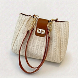 Women's Woven Large Shoulder Bag with Stylish Korean-Inspired Design