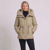 Women's Hooded Padded Parka Jacket with Long Sleeves and Adjustable Waist