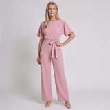 Women's Short-Sleeve One-Piece Outfit with Adjustable Tie Waist