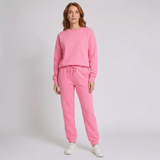 Women's Oversized Two-Piece Tracksuit Set with Crew Neck Sweatshirt and Cuffed Joggers