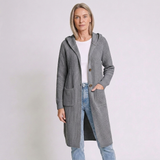 Women's Hooded Open-Front Maxi Cardigan with Longline Design