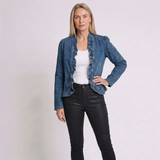Women's Ruffle Trim Open-Front Jacket with Relaxed Everyday Style