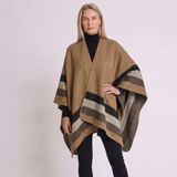 Women's Chic Poncho Cape with Elegant Jacquard Pattern and Wraparound Design