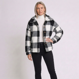 Women's Check Button-Front Shacket with Chest Pockets and Casual Style