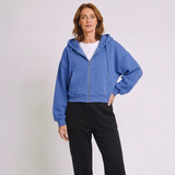 Women's Cropped Zip-Up Hoodie with Adjustable Drawstring and Casual Style