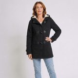 Women's Hooded Toggle Coat with Long Sleeves and Classic Winter Style