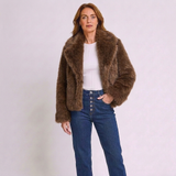 Women's Faux Fur Jacket with Loose Fit and Long Sleeves