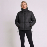 Women's Cropped Puffer Jacket with High Neck and Quilted Design