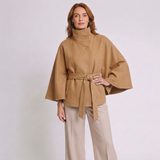 Women's High-Collar Cape Coat with Elegant Winter Design