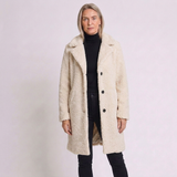 Women's Long Button-Front Coat with Cozy Oversized Design