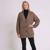 Women's Oversized V-Neck Cardigan with Button-Front Design