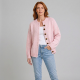 Women's Button-Front Cardigan with Long Sleeves and Cozy Casual Style