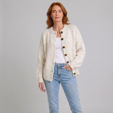 Women's Button-Front Cardigan with Long Sleeves and Cozy Casual Style