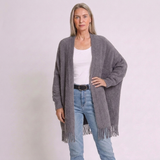 Women's Longline Fringe Cardigan with Classic Style and Cozy Design