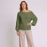 Women's Off-Shoulder Batwing Sleeve Jumper with Ribbed Design