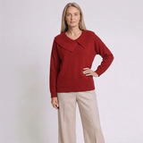 Women's Elegant Sweater with Statement Collar and Classic Style