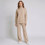 Women's Oversized Lounge Set with Roll-Neck Jumper and Wide-Leg Trousers